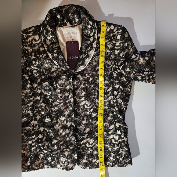 NWT Escada 2 piece Suit Black Lace Ribbon over Pink Sz 40/Medium - Picture 9 of 11